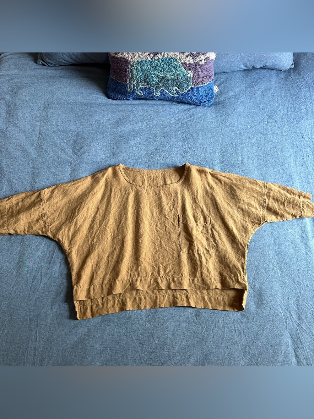 ~*~ Len OK Linen Boxy Crop Top Wet Sand M NWOT ~*~